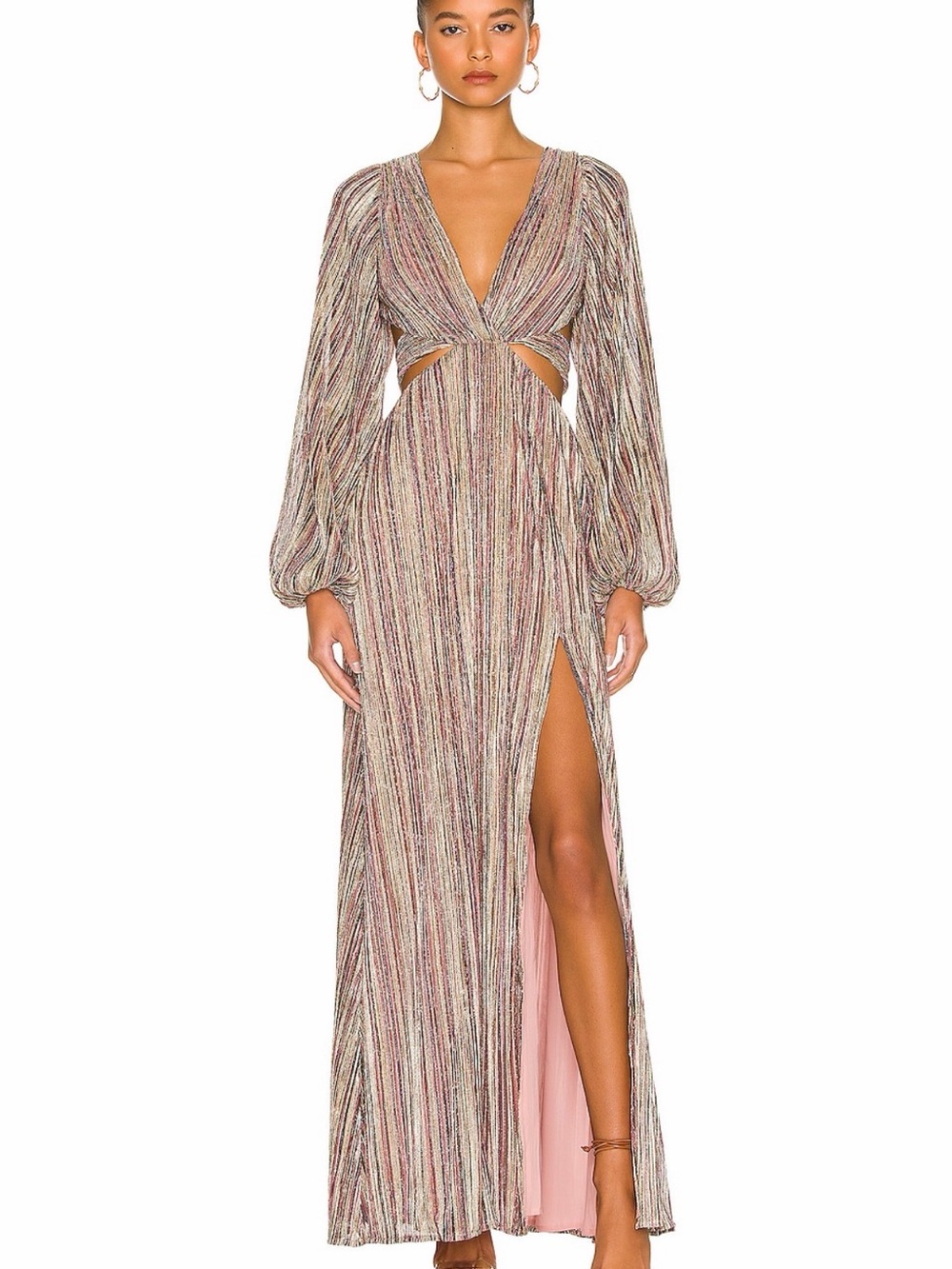 House of Harlow 1960 Multicolor Metallic Stripe Maxi Dress